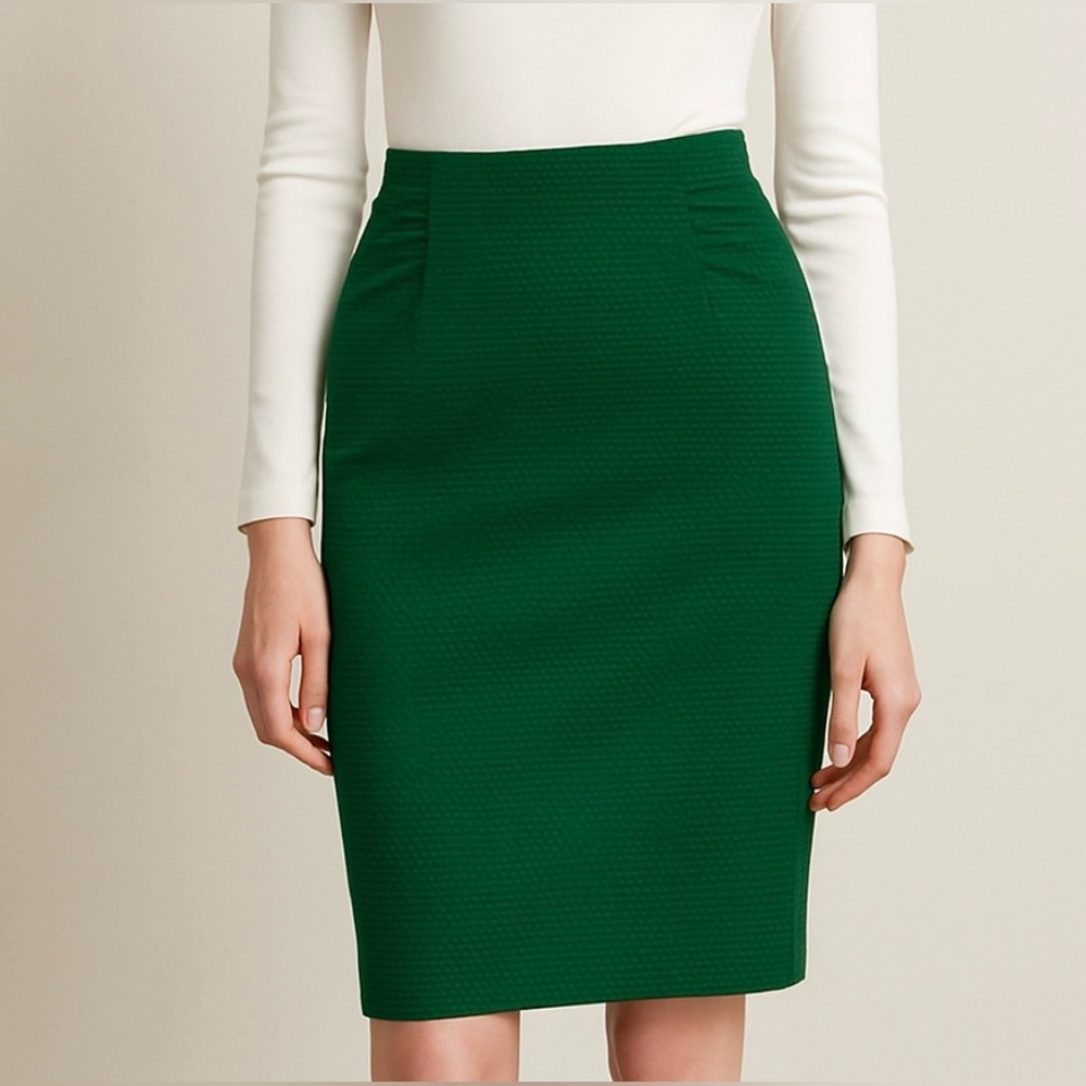 Classiques Entier Textured Green Pencil Skirt Size 6
